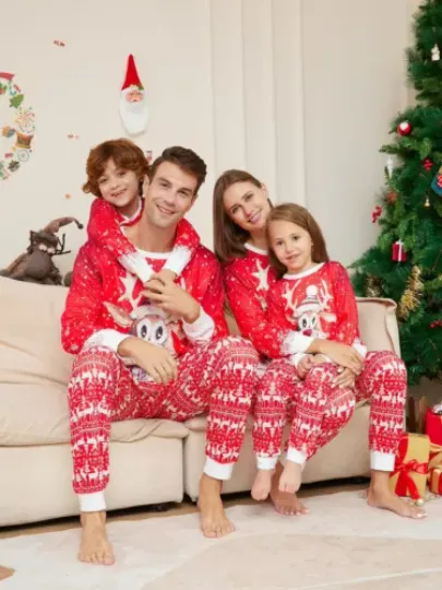Discover Christmas Family Matching Homewear Outfits Kids Pajamas Sets Xmas Pj's Clothes