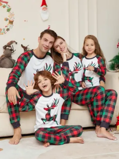 Discover Christmas Family Matching Homewear Outfits Kids Pajamas Sets Xmas Pj's Clothes