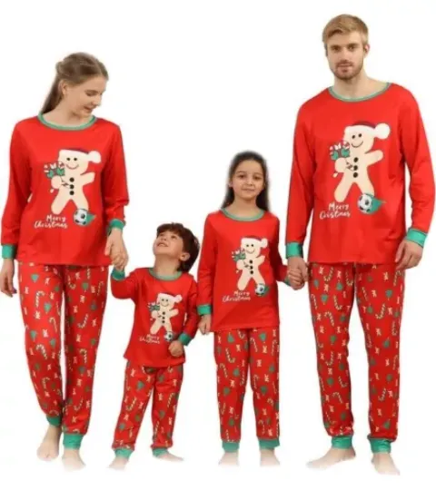Discover Matching Christmas Pjs Family Christmas Pyjamas Set with Gingerbread Cane Candy