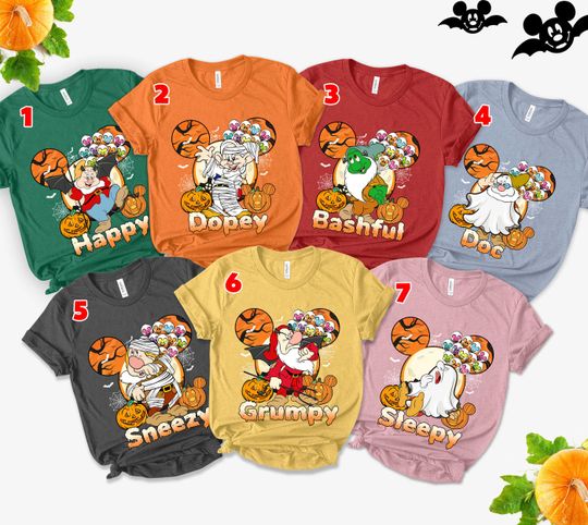 Seven Dwarfs Halloween Shirts, Disney Family Halloween, Snow White & Seven Dwarfs