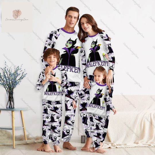 Maleficent Pajamas Family, Disney Villains Christmas Pajamas, Halloween Witch Matching Pajamas Set, Holiday Pajama, Magic Kingdom Shirt