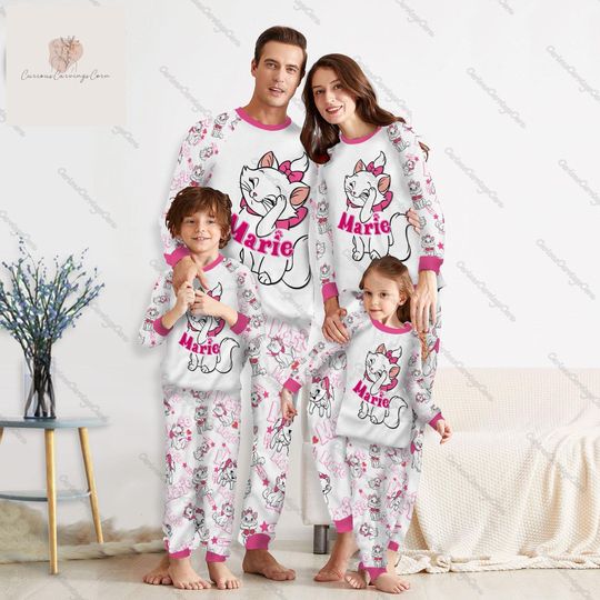 Discover Disney Marie Family Pajamas, Marie Cat Matching Pajamas Set, Movie Christmas Pajamas, Disneyworld Holiday Pajamas, Disneyland Shirt