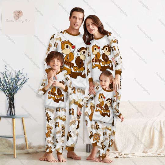 Chip And Dale Matching Family Pajamas, Disney Chip N Dale Pajamas Set, Movie Cartoon Pajama, Disneyworld Christmas Pajamas, Couple Gift