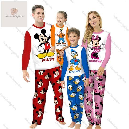 Discover Disney Mickey Minnie Goofy Ducky Pajamas Family, Mickey And Friends Pajamas Christmas, Movie Cartoon Matching Pajamas Set, Disneyworld