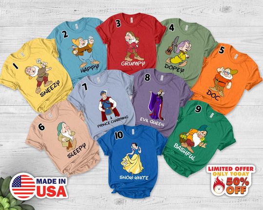 Snow White Seven Dwarfs Shirts, Halloween Disney Family Shirt, 7 Dwarfs Shirt