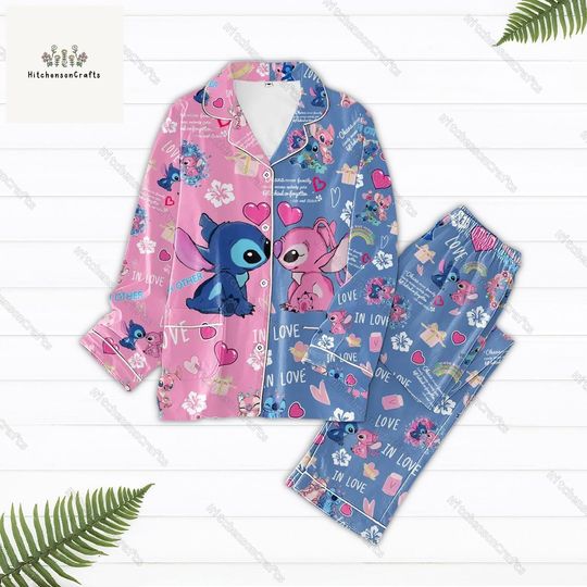 Discover Stitch And Angel Pajamas Set, Disney Matching Pajamas, Lilo Stitch Pajamas Christmas, Stitch Pajamas Family, Birthday Gift For Her Him