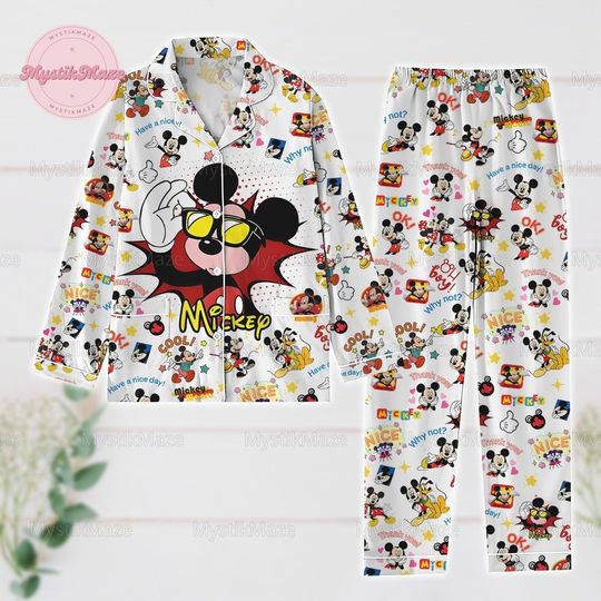 Discover Halloween Mickey Mouse Pajamas Set, Magic Kingdom Shirt, Disneyland Mickey And Friends Merch, Cartoon Movie Merch, Disney Birthday Gift