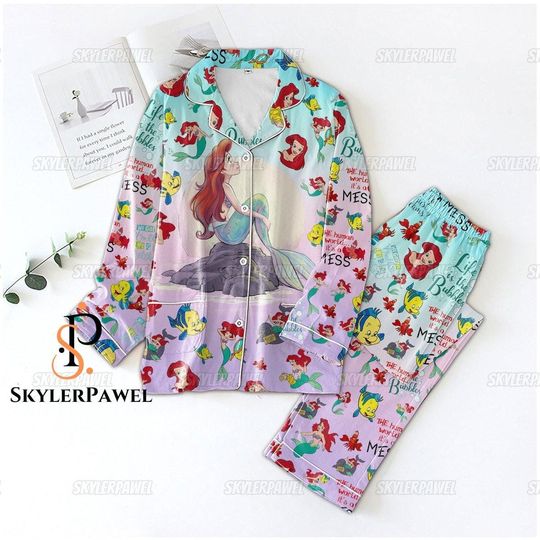 Discover The Little Mermaid Pajamas Set, Ariel Princess Pajamas, The Little Mermaid Shirt, Disney Princess Pajamas, Halloween Ariel Pajamas Set