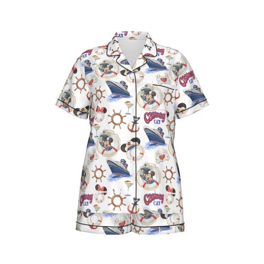 Disney Cruise Women's Pajama Set - Matching Family Disney Pajamas - Short Sleeve Silky Comfort