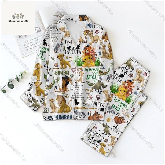 Lion King Pajamas Set, Disney Matching Pajamas, Simba Nala Timon Pumbaa Scar Rafiki Pajamas Christmas, Pajamas Family, Movie Lover Gift