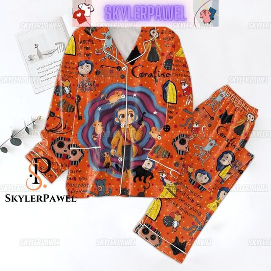 Discover Halloween Coraline Pajamas Set, Coraline Shirt, Coraline Pajamas, Christmas Pajamas, Coraline Movie Pajamas Set, Coraline Doll Shirt
