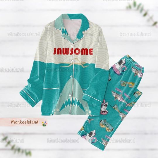 Halloween Jaws Pajamas, Shark Jaws Pajamas Set, Jaws Movie Women Pajamas, Horror Movie Gift, Shark Week Merch, Jaws Lover Gifts
