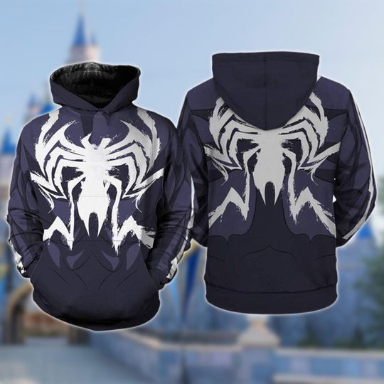 Black Spiderman Costume Clothing, Symbiote Spider Cosplay Costume 3D All Over Print Hoodie