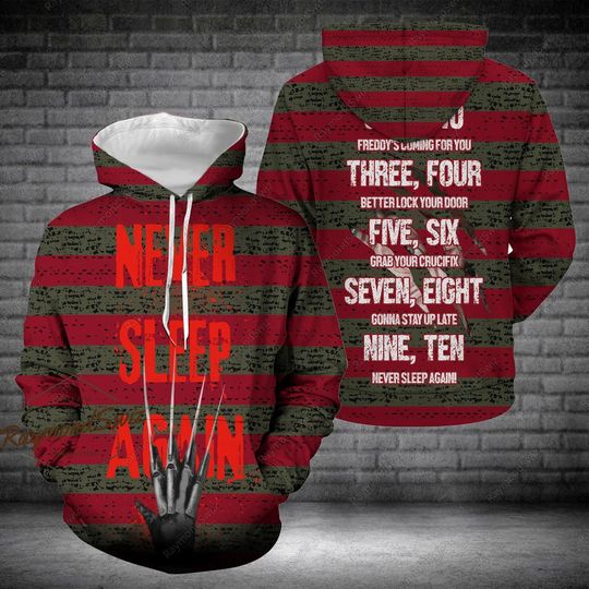 Halloween Never Sleep Again Hoodie, Freddy Krueger Hoodie, Horror Movie Hoodie