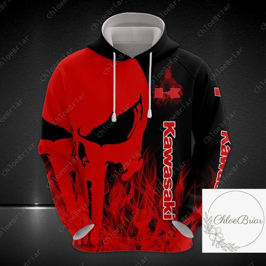 Discover Halloween Kawasaki Hoodie, Motorcycle 3D All Over Print   Hoodie