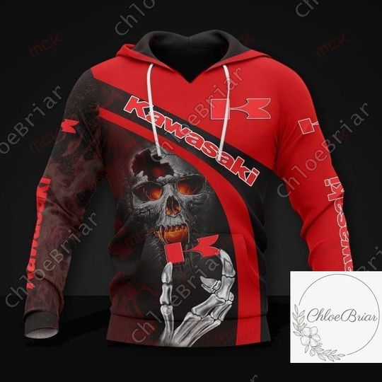 Discover Halloween Kawasaki Hoodie, Motocross 3D All Over Print  , Motorcycle Racing Zip Hoodie