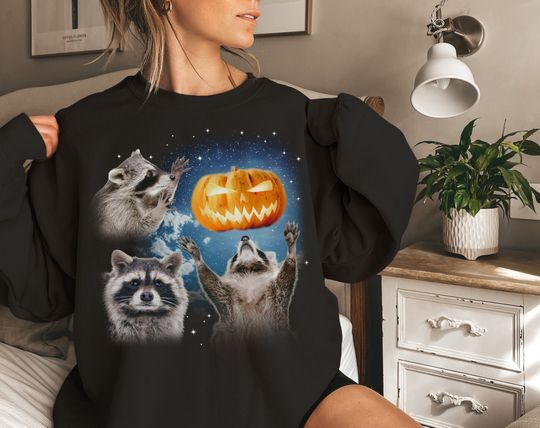 Discover Raccoon Pumpkin Sweatshirt, Raccoon Hoodie, Raccoon Lover, Halloween Sweatshirt
