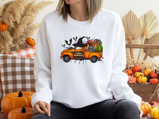 Discover Halloween Truck Sweatshirt, Halloween Truck Shirt, Halloween Pumpkin Tee