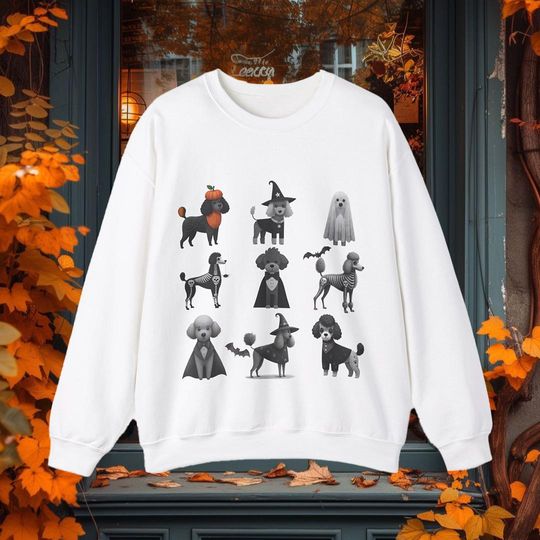 Discover Halloween Sweatshirt Poodle Halloween Sweater Pumpkin Sweatshirt