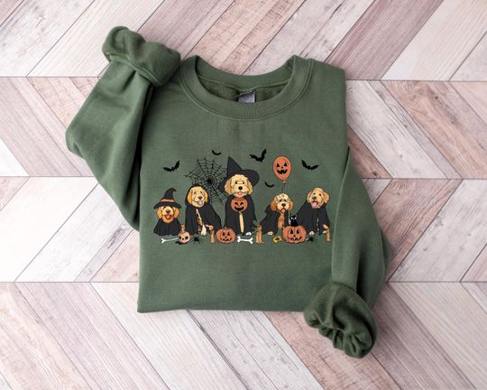 Discover Ghost And Witch Goldendoodle Halloween Sweatshirt, Ghost Goldendoodle shirt