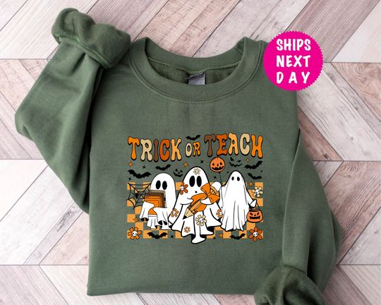 Discover Teacher Halloween Sweatshirt, Halloween Teacher Sweatshirt, Trick or Teach Sweater