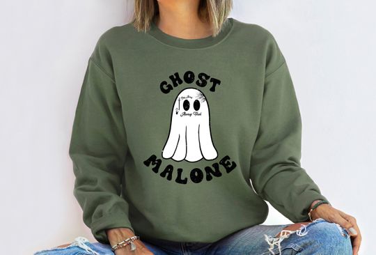 Ghost Malone Sweatshirt, Funny Halloween Sweatshirt, Cute Ghost Sweatshirt