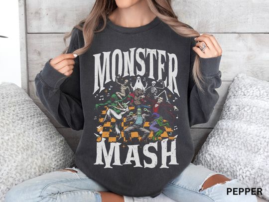 Retro Halloween Comfort Colors Sweatshirt, Monster Mash Sweater