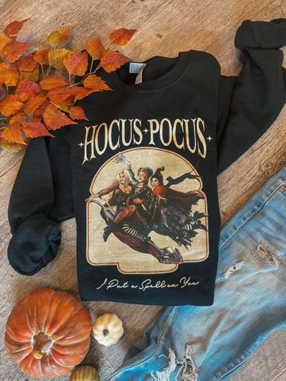 Discover Retro Hocus Pocus Sweatshirt in Black, Sanderson Pullover Sweatshirt, Halloween Sweatshirt