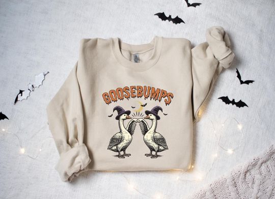 Goosebumps Halloween Sweatshirt, Funny Goose Lover,, Halloween Cute Ghost Sweatshirt