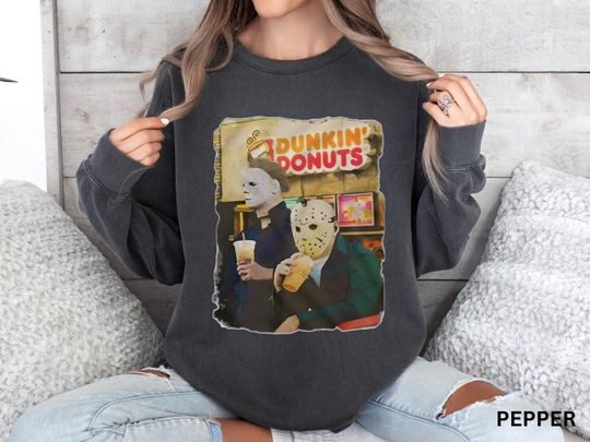 Halloween Sweatshirt, Jason Michael Dunkin Donuts, Comfort Colors, Halloween Movie Shirt