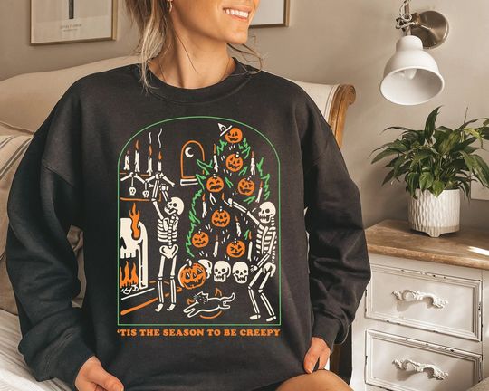 Discover Tis the Season to be Creepy Sweatshirt And Hoodie,  Dead Inside Halloween Sweatshirt