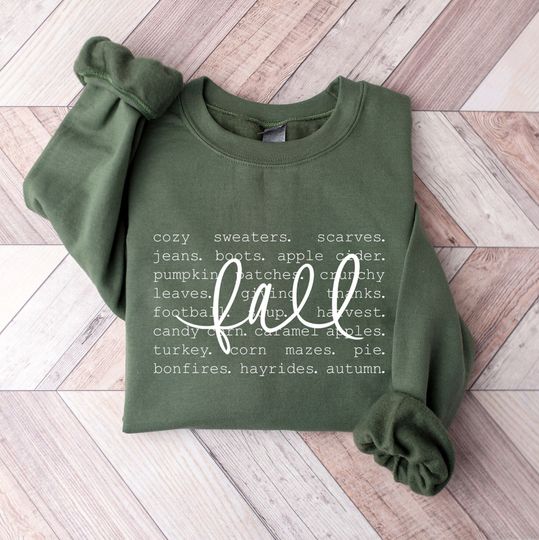 Discover Fall Words Sweatshirt, Fall Sweatshirt for Women, Hello Fall Crewneck, Autumn Sweatshirt