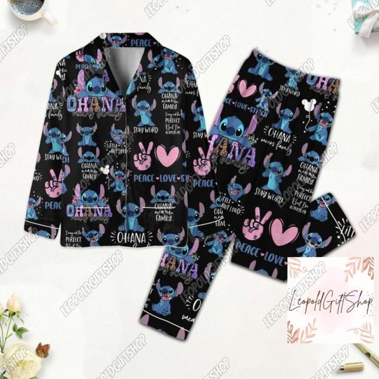 Stitch Pajama Set, Stitch Tshirt Women, Stitch Pajamas Pants, Stitch Pj Sets For Women, Disney Pajamas Set, Stitch Midnight Shirt