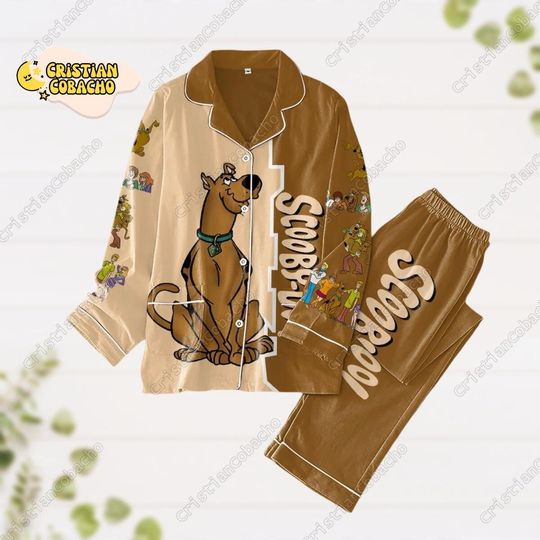 Halloween Scooby Doo Pajamas, Scooby Doo Pajamas Set, Disney Scooby Dog Womens Pajamas, Silk Satin Pajamas