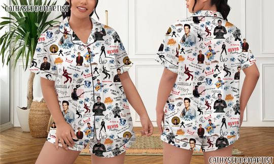 Elvis Presley Pajamas Short Set, Elvis Presley Pajamas Set, Holiday Pajamas Set, Pajamas Pants, Women Pajamas, Sleepwear Pyjamas