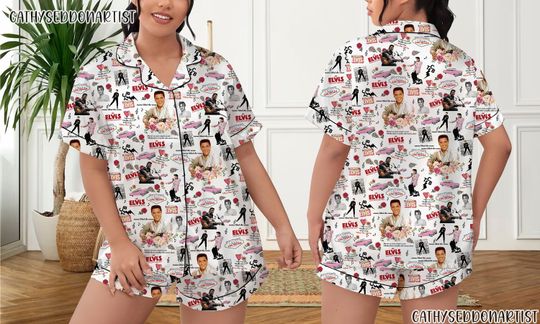 Discover Elvis Presley Pajamas Short Set, Elvis Presley Pajamas Set, Holiday Pajamas Set, Pajamas Pants, Women Pajamas, Sleepwear Pyjamas