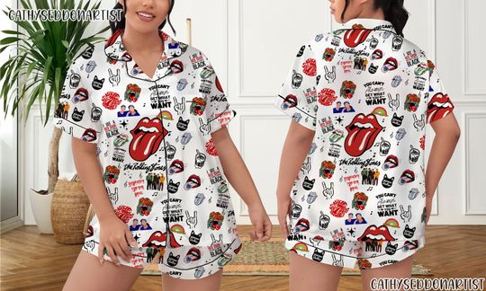 Discover The Rolling Stones Pajamas Short Set, The Rolling Stones Pajamas Set, Holiday Pajamas Set, Pajamas Pants, Women Pajamas, Sleepwear Pyjamas