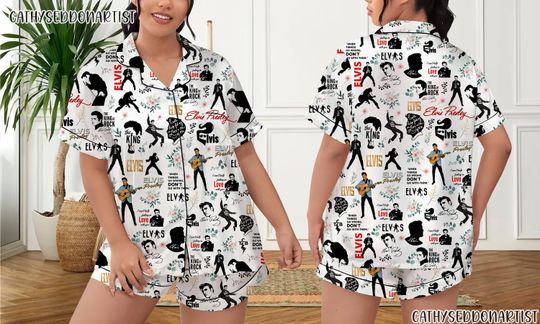 Discover Elvis Presley Pajamas Short Set, Elvis Presley Pajamas Set, Holiday Pajamas Set, Pajamas Pants, Women Pajamas, Sleepwear Pyjamas