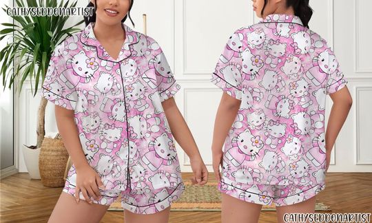 Discover Hello Kitty Pajamas Short Set, Hello Kitty Pajamas Set, Holiday Pajamas Set, Pajamas Pants, Women Pajamas, Sleepwear Pyjamas