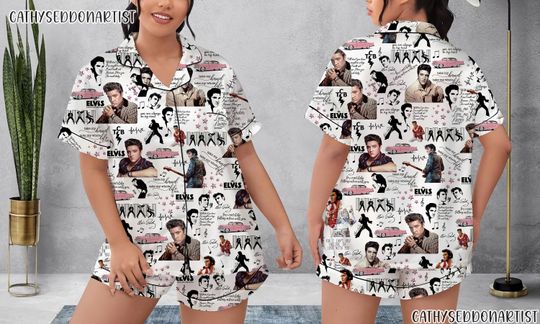 Discover Elvis Presley Pajamas Short Set, Elvis Presley Pajamas Set, Holiday Pajamas Set, Pajamas Pants, Women Pajamas, Sleepwear Pyjamas