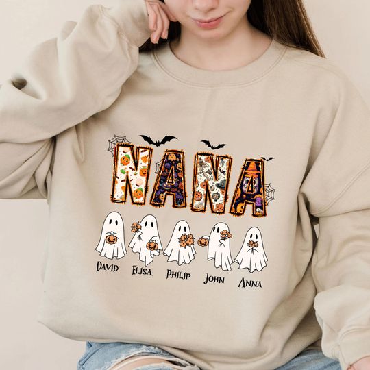 Discover Custom Halloween Nana Sweatshirt, Nana And Grandkids Halloween Sweatshirt
