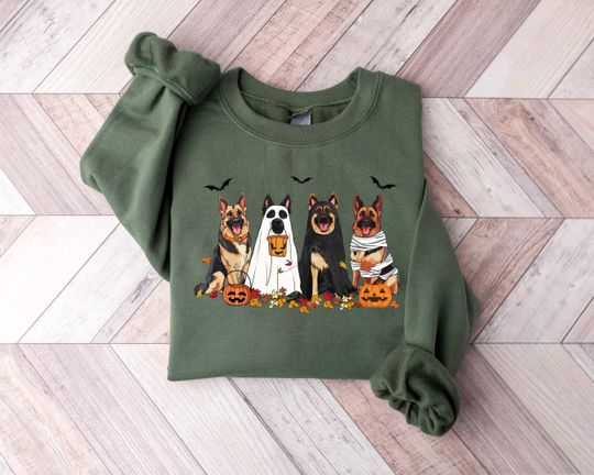 Discover Halloween Dog Sweatshirt, German shepherd Ghost Dogs sweatshirt, Halloween Sweatshirt