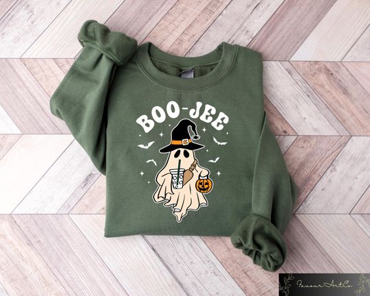 Boo Jee Sweatshirt, Halloween Ghost Sweatshirt, Trendy Halloween