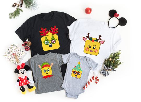 Discover Custom Holidays Building Brick Matching, Custom Block Face Outfits, Family Matching Tee, Holidays Vacation Shirt,Personalized Brick Face Tee