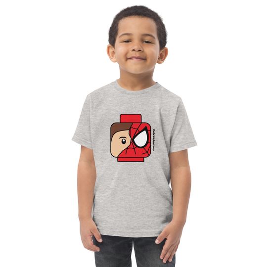 Custom Building Brick Lego Style Spidey Minifigure Head Toddler Short Sleeve t-shirt
