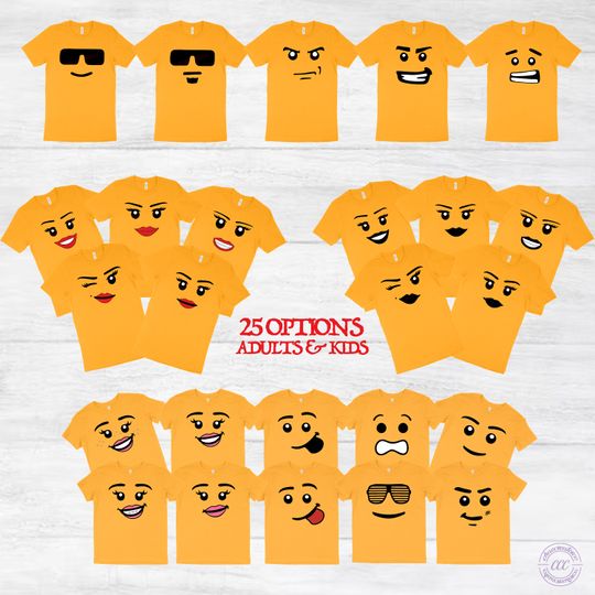 Discover Face Expression Shirt, Matching Family Shirt, Group Shirt, Building Head Face, Vacation Shirt, Building Block Head, Building Block Faces