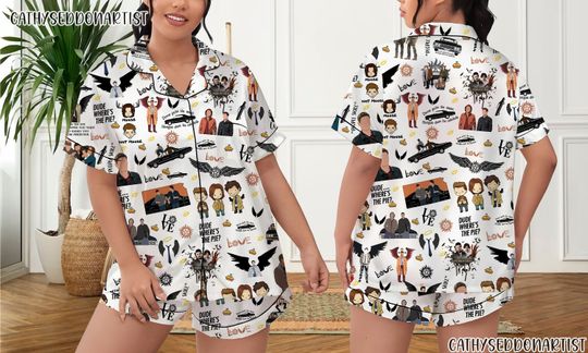 Discover Supernatural Pajamas Short Set, Supernatural Pajamas Set, Holiday Pajamas Set, Pajamas Pants, Women Pajamas, Sleepwear Pyjamas
