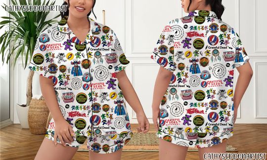 Grateful Dead Pajamas Short Set, Grateful Dead Pajamas Set, Holiday Pajamas Set, Pajamas Pants, Women Pajamas, Sleepwear Pyjamas