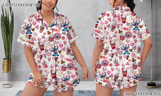 Discover Disney Lilo and Stitch Pajamas Short Set, Cute Stitch Pajamas Set, Holiday Pajamas Set, Pajamas Pants, Women Pajamas, Sleepwear Pyjamas