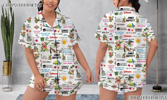 Jimmy Buffett Pajamas Short Set, Jimmy Buffett Pajamas Set, Holiday Pajamas Set, Pajamas Pants, Women Pajamas, Sleepwear Pyjamas